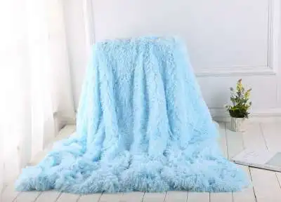 light blue CAMMITEVER кровать диван одеяло подарок супер мягкий длинный мохнатый пушистый мех искусственный мех теплый элегантный уютный с пушистым шерпа плед - Цвет: light blue