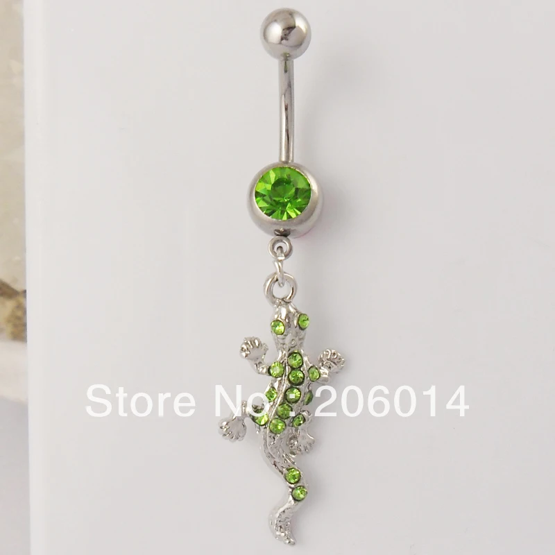 Оптовая продажа кольцо для пирсинга пупка Gecko в прозрачном розовом зеленом цвете