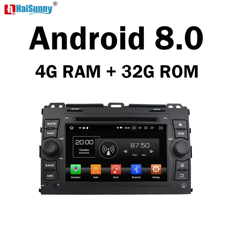 HaiSunny 4G ram Android 8 0 автомобильный DVD для Toyota Land Cruiser Prado 120 2005 2009 32G радио gps