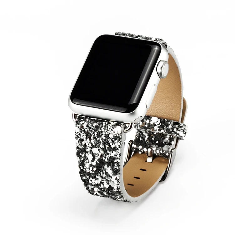 Рождество блестящие Мощность кожаный ремешок для наручных часов iWatch, ремешок 38/40 мм/42 44 мм для наручных часов для Apple Watch Series 5 4 3 2 1
