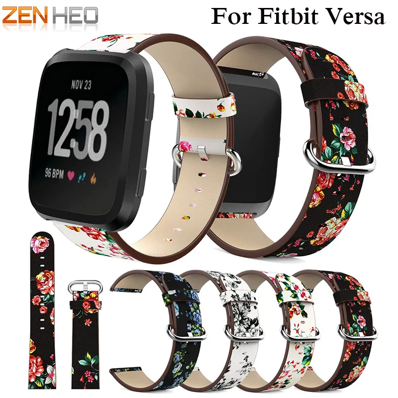 Ремешок для часов ZENHEO кожаный ремешок с принтом пиона Fitbit Versa сменные аксессуары