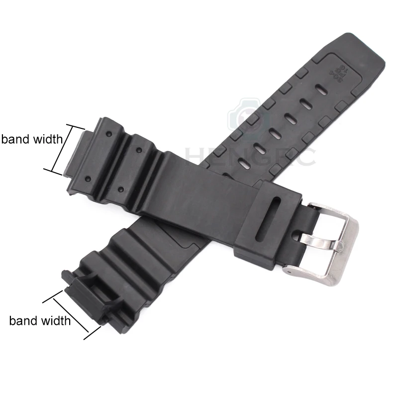 Silicone Rubber Watch Strap Band Men Black Sports Diving Watchbands Stainless Steel Pin Buckle  Watch Accessories