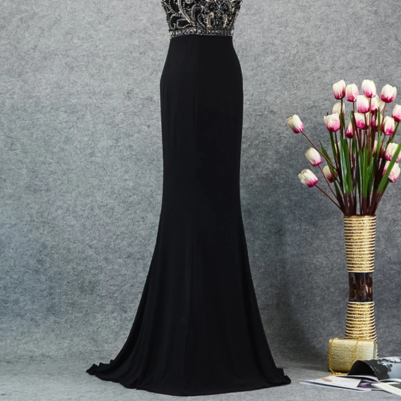JANCEMBER vestido longo festa noite Бисер с украшением в виде кристаллов узором без рукавов