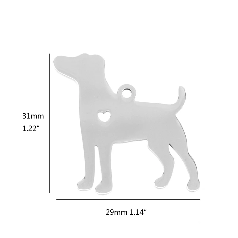 Simsimi Stainless steel love beagle dog pendant small charms name heart tags blank pet both sides mirror polished 10pcs | Украшения и