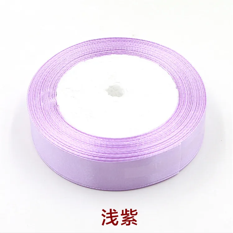 light purple Горячая 1 рулон/лот(25 ярдов/рулон) 10 мм шелковая атласная лента для Свадебный Праздничный торт подарочные украшения для самодельного изготовления упаковочные материалы - Цвет: light purple