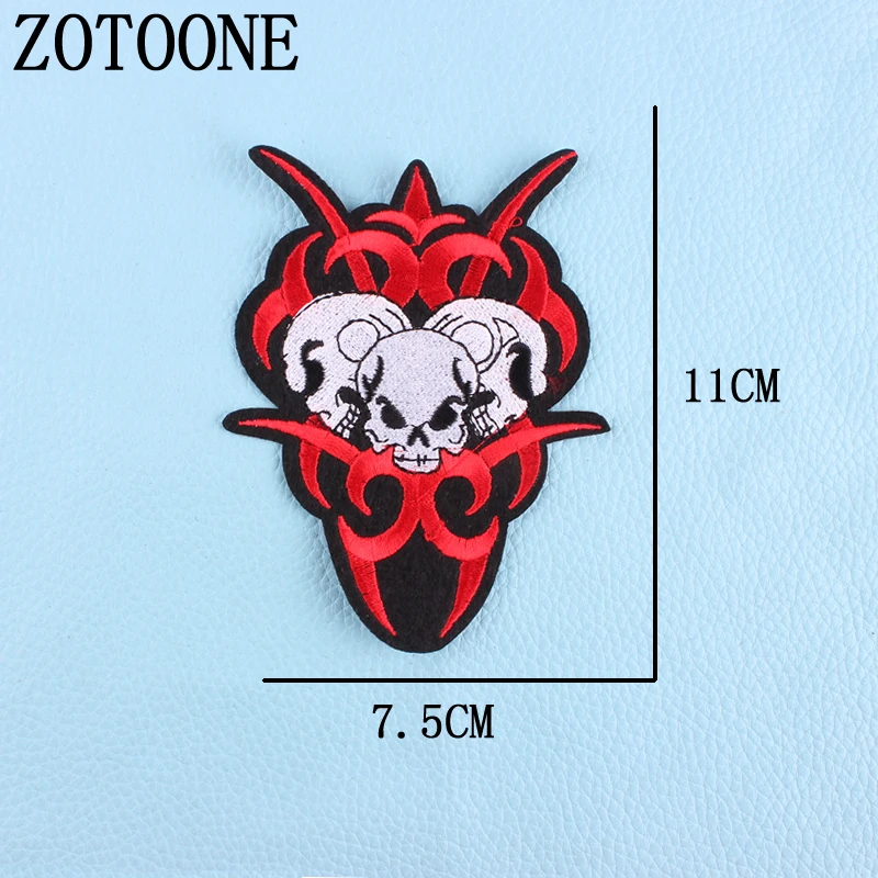 ZOTOONE панк рок модные джинсы патч череп значок 1 шт. железная или сшитая ткань наклейка для одежды значок вышитые аппликации DIY - Цвет: PE0875