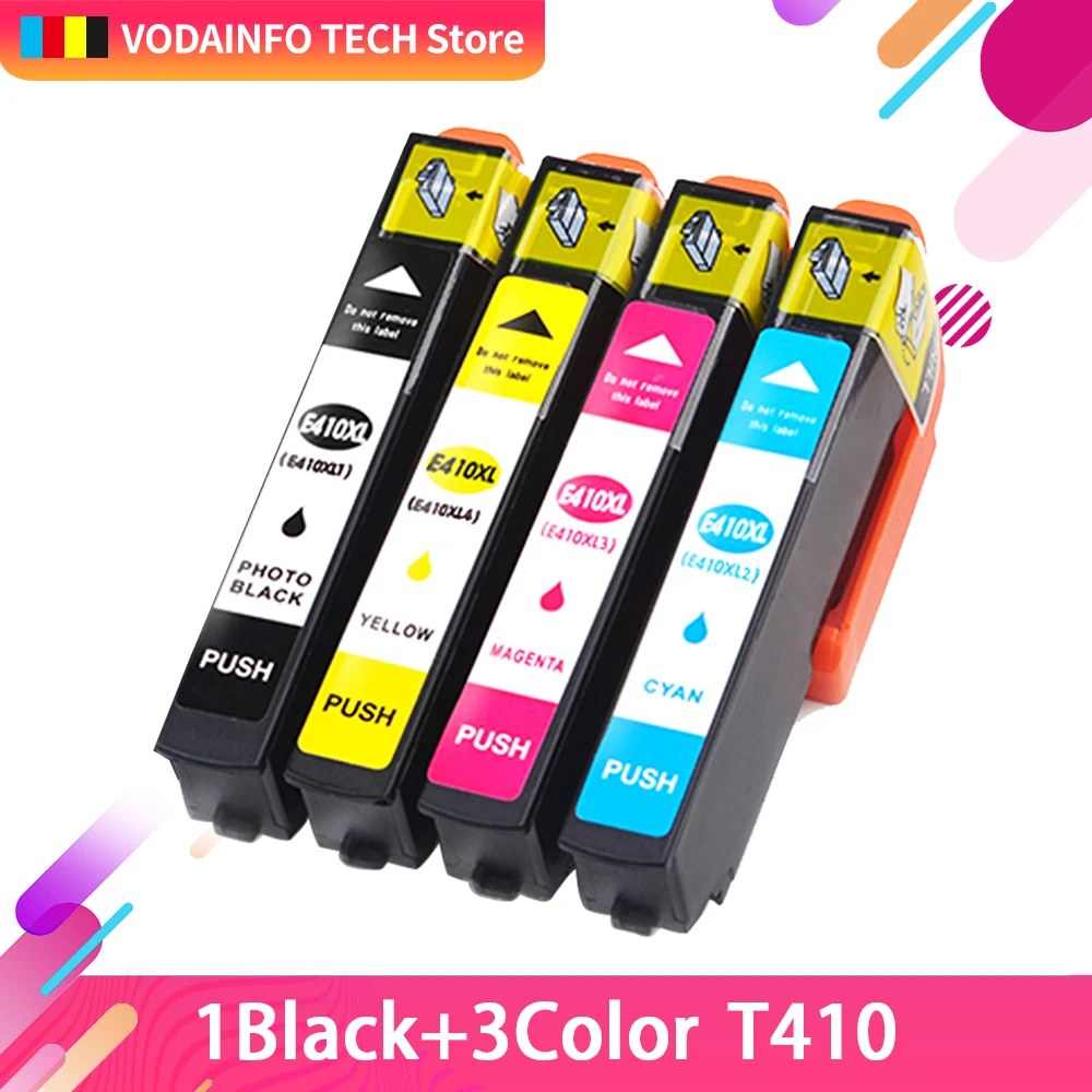 QSYRAINBOW Compatible T410XL ink cartridges for EPSON Expression Premium XP-635 Printer 4pcs