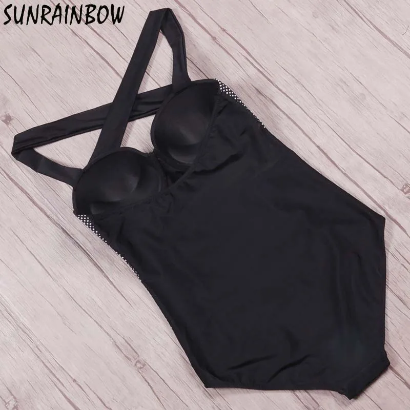 SUNRAINBOW 2019 Цельный купальник плюс размер купальники для женщин Push UpPatchwork пляжная