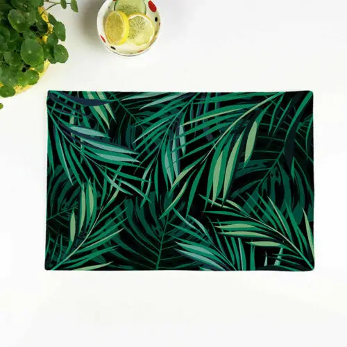 New Green Leaves Sweet Brief Rectangle Anti-Slip Simple Table Insulation Mat Heat Pad Kitchen Dining Placemats Cloth | Дом и сад