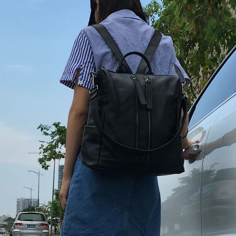 

BAQI Women Backpacks 2019 Fashion Genuine Leather Cowhide High Quality School Bags Youth Girls Lady Shoulder Bag Bagpack Mochila