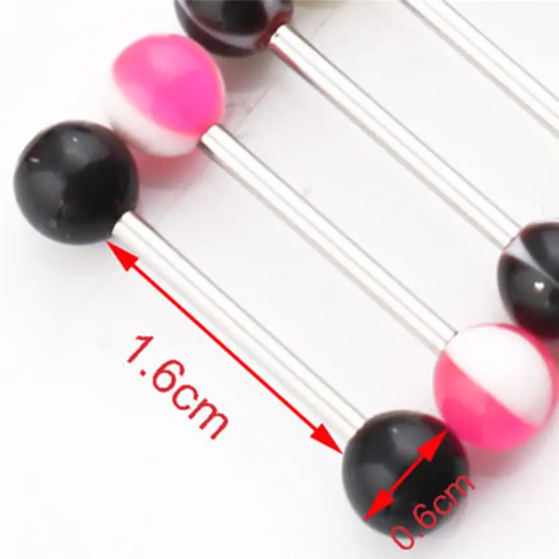 100 шт. разноцветные хирургические стальные стержни для языка кольца штанга