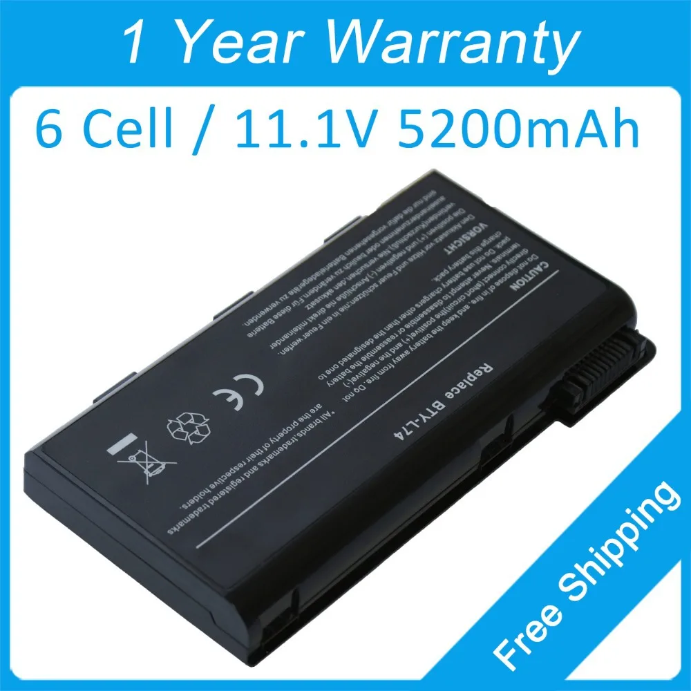 

6 cell laptop battery BTY-L74 for msi A5000 A6000 A6005 A6200 A6203 A6205 A7005 A7200 CR500 CR600 91NMS17LD4SU1 957-173XXP-101