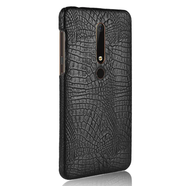 Кожаный чехол для Nokia 6 1 с текстурой крокодила жесткий пластиковый телефона 2018