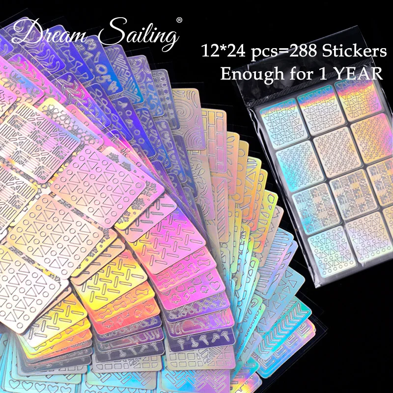 

наклейки для ногтей 96 дизайнов 24 листа/набор дизайн ногтей, полый лазерная наклейка трафарет гель лак наконечник руководство по переводу ка...