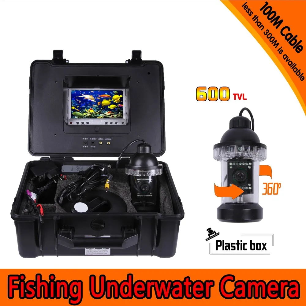 Pаспродажа Комплект подводной камеры для рыбалки на глубине 100 метров, вращающаяся камера 360, 7-дюймовый ЖК-монитор TFT и чехол из твердого пластика