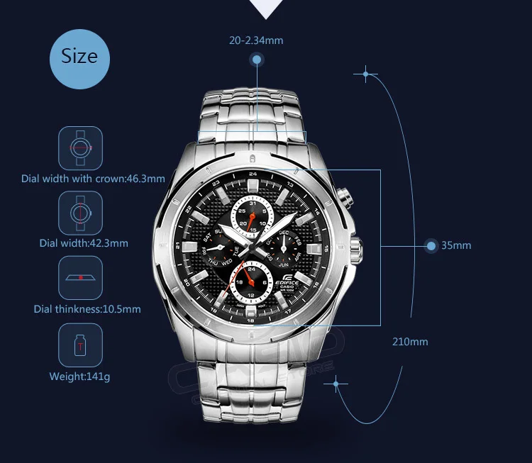 Casio edifice часы цифровые часы мужчин водонепроницаемые бизнес таблица relogio masculino часы ef-328d