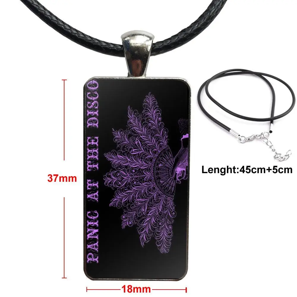 For Women Glass Cabochon Jewelry Stainless Steel Color With Long Pendant Choker Rectangle Necklace Panic At Disco | Украшения и
