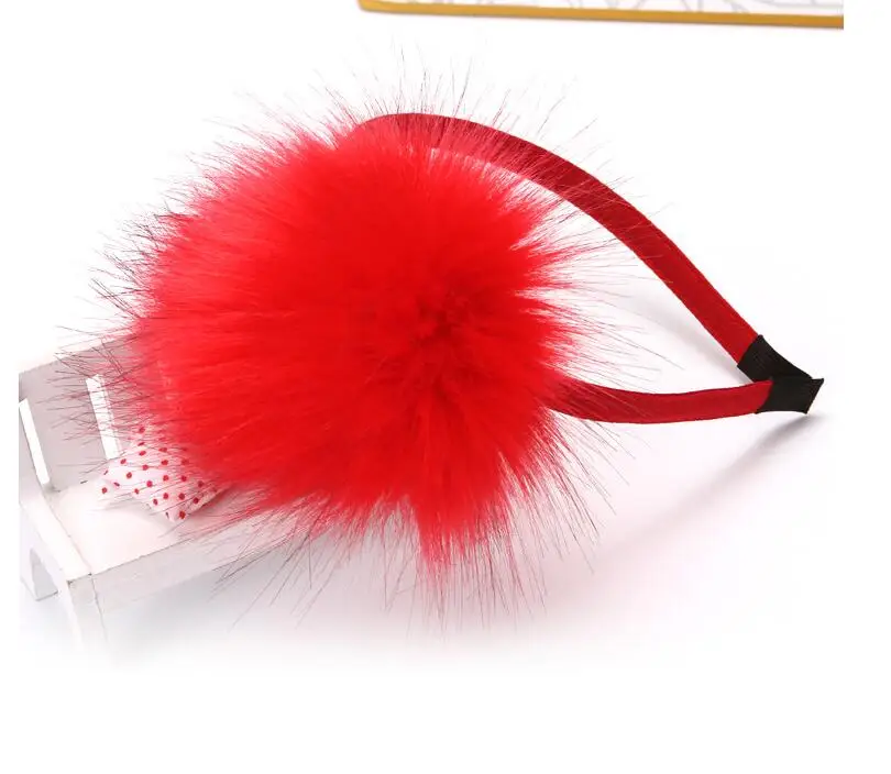 New Girls Hairball Hairband Kids Winter Faux Rabbit Fur Hair Head Band Hoop Accessories For Children Headwear Scrunchy | Детская одежда