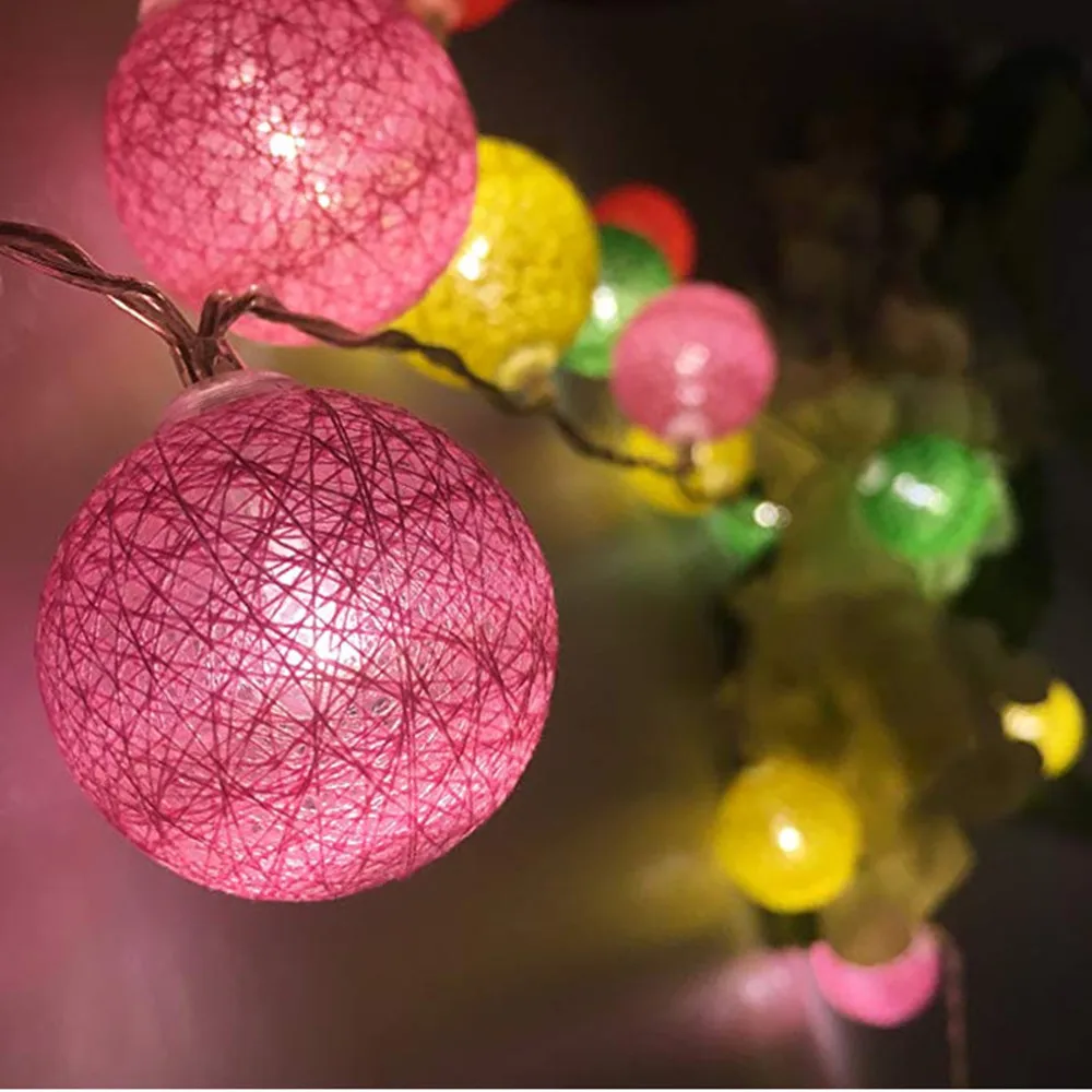 Новое поступление 3 м 20LED/6 м 40LED хлопковый шар струнный светильник для свадьбы, вечеринки, Рождества, дома, улицы, декоративная лампочка для гирлянд, струны