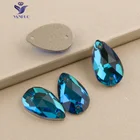 YANRUO 3230 капли синий циркон пришивать камни стеклянные стразы Швейные кристаллы плоская задняя сторона пришивать камни для одежды