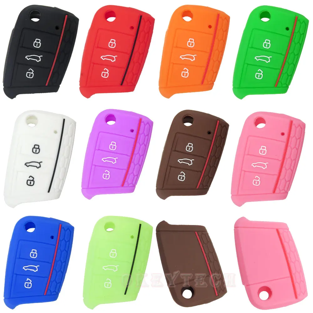Силиконовый резиновый защитный чехол Okeytech для ключа VW Polo 2016 golf 7 MK7 Skoda A7 seat Leo|key fob