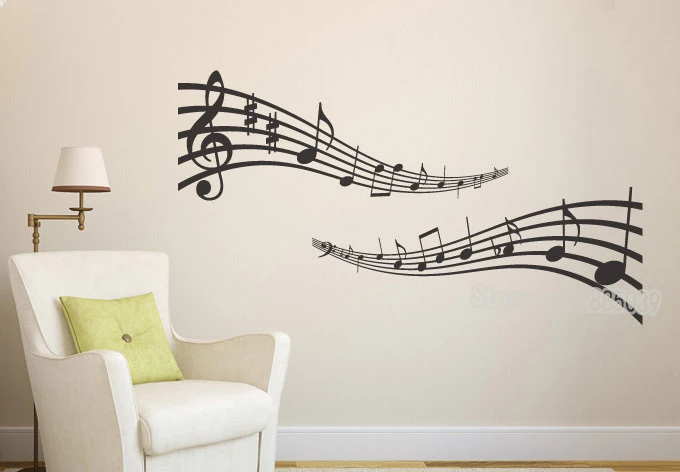 Виниловые наклейки с музыкальными нотами искусство гостиная спальня диван фон