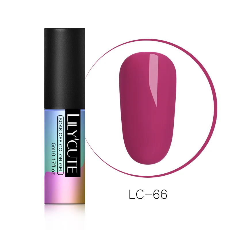 LC-66 LILYCUTE 5 мл бледно-лиловый розовый телесный УФ-лак для ногтей фиолетовая серия длительный чистый лак для ногтей Гель-лак для маникюра - Цвет: LC-66