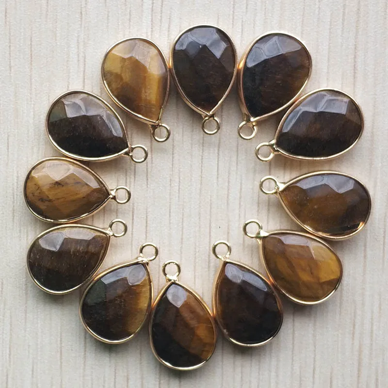Модные подвески из натурального тигрового глаза в форме капли воды золотого