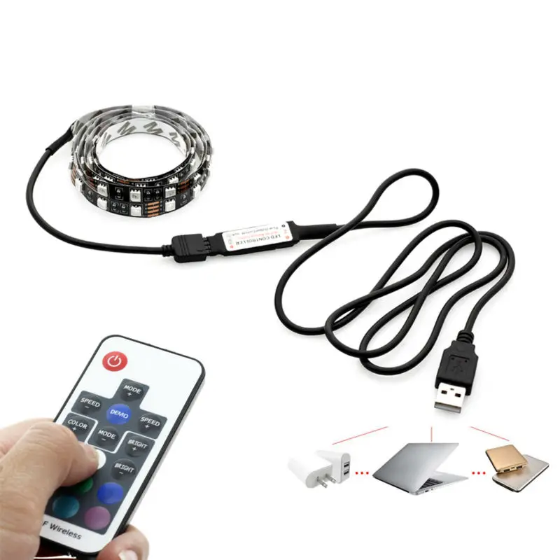 ТВ PC фон Светодиодная лента освещение 60 светодиодный s/m DC 5 V USB SMD5050 RGB с 17Key RF