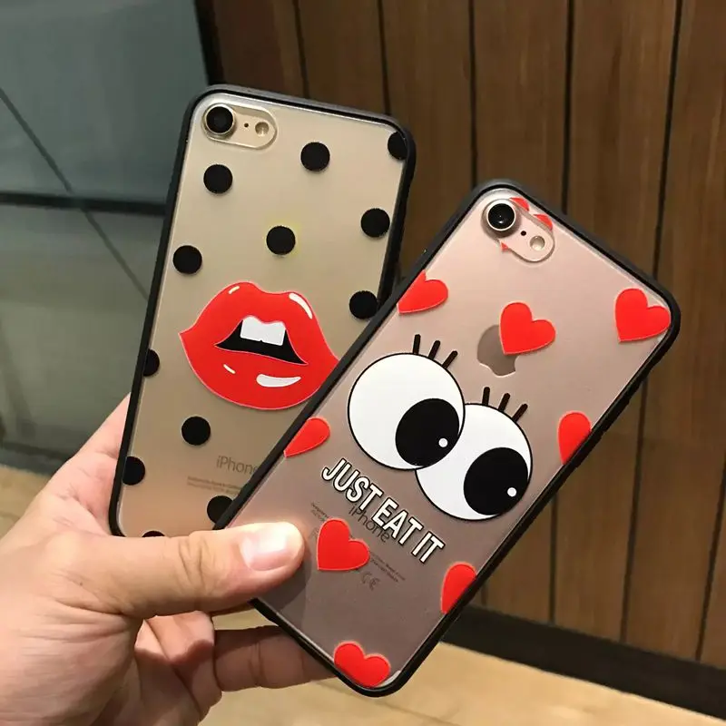 Красные Губы Волновой Точки Чехол Для Телефона iPhone 7 Plus 6 s плюс Мода Милые Большие