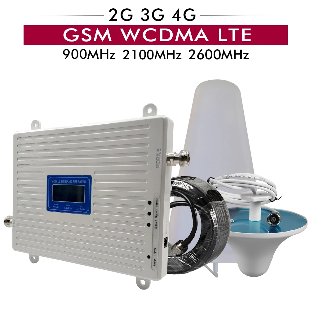Трехдиапазонный усилитель 2G/3G GSM 900 + 3G UMTS/WCDMA 2100 4G FDD LTE 2600 ретранслятор сигнала