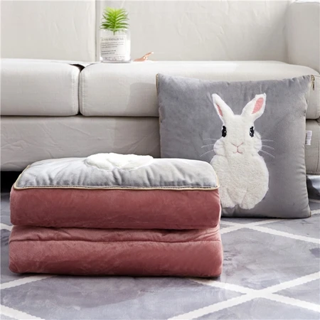 Cushion Blanket4 Милое одеяло с кроликом, 2 в 1, хлопковая подстилка-подушка в скандинавском стиле, мягкое стеганое одеяло для дома, для детей, декоративная диванная подушка подушки - Цвет: Cushion Blanket4