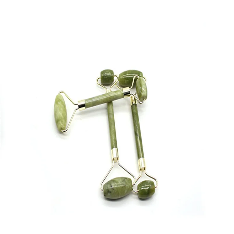 Double head green jade roller massage massager eye neck facial slimming face beauty health care tools selling |