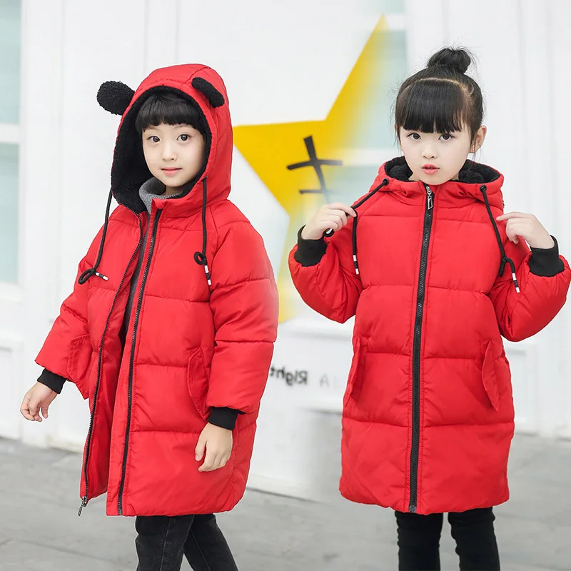 Children Winter Cotton Padded Jackets Kids Warm Coats for Girls Baby Boy Hooded Long Jacket Thick Parkas Clothes 2-8 Years | Детская