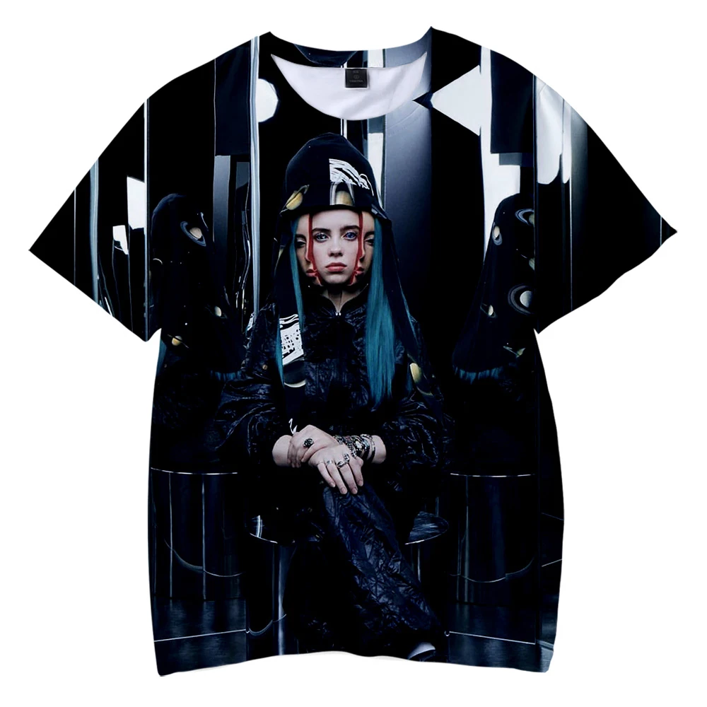 Billie Eilish/ летняя футболка для мальчиков, Детская футболка с 3d принтом для мальчиков и девочек, детская одежда для 4, 5, 6, 7, 8, 9, 10, 12 лет