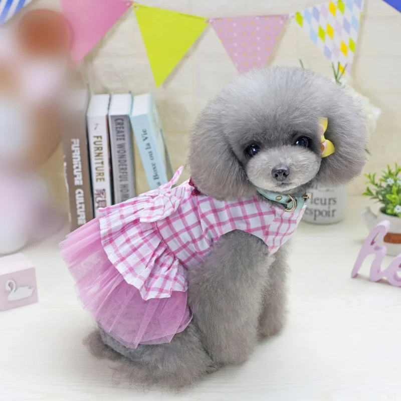 Платье для маленькой собаки платье в клетку с пузырьками милая летняя юбка