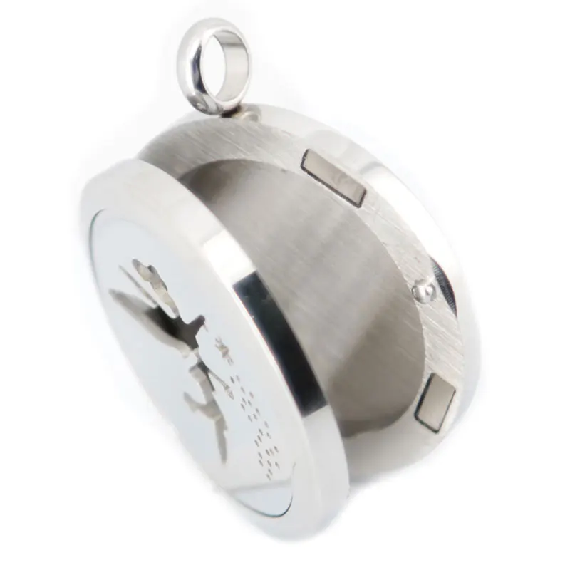 

10pcs 30mm plain Angel Aromatherapy Essential Oil surgical Stainless Steel Perfume Diffuser Locket Necklace with chain