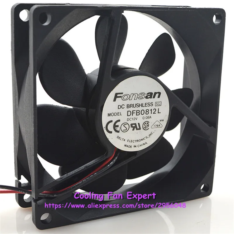 DFB0812L DC 12V 0.08A 8025 80*80*25 мм 2 провода двойной шаровой подшипник охлаждения осевой