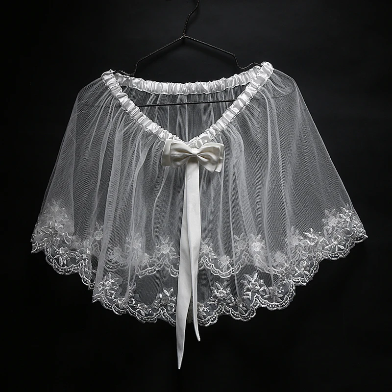 Высокое Качество Белого 2017 Кружева Лук Довольно Свадебные Куртки Прозрачный