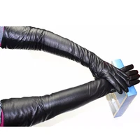 long sheepskin gloves womens genuine leather 58cm length sleeve velvet lining keeps warm in autumn and winter