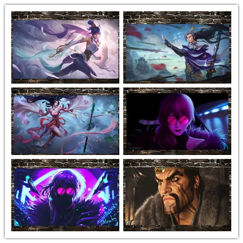 Игровой постер League of Legends аниме холст декоративная живопись настенные наклейки