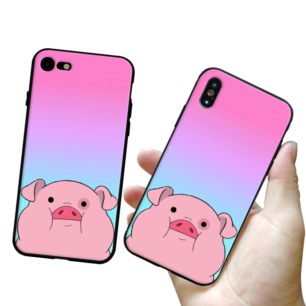 Чехол для iphone X S R Max с милым принтом свинки патроны 5 6 7 8 plus 11 prosoft TPU задняя крышка
