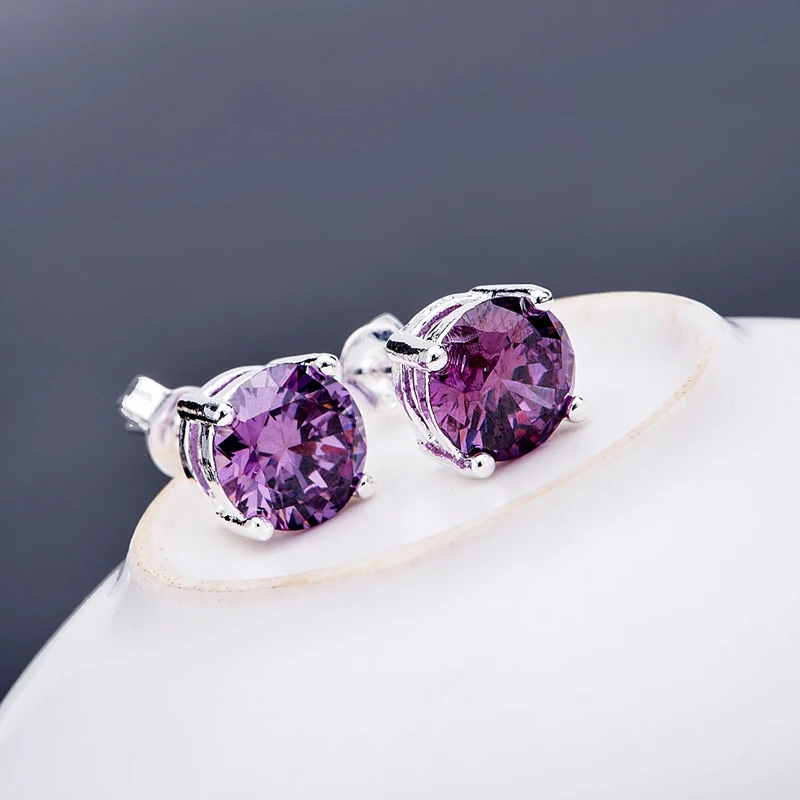 Посеребренные серьги посеребренные модные ювелирные изделия Фиолетовый
