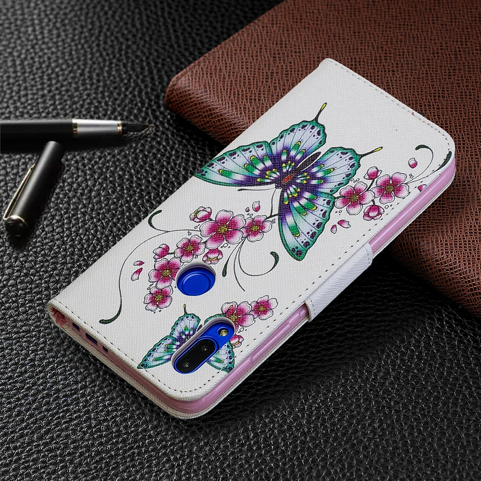 Кожаный чехол кошелек с цветочным узором для Redmi Note 6 Pro 7 4 сумка телефона iphone 8 plus A2