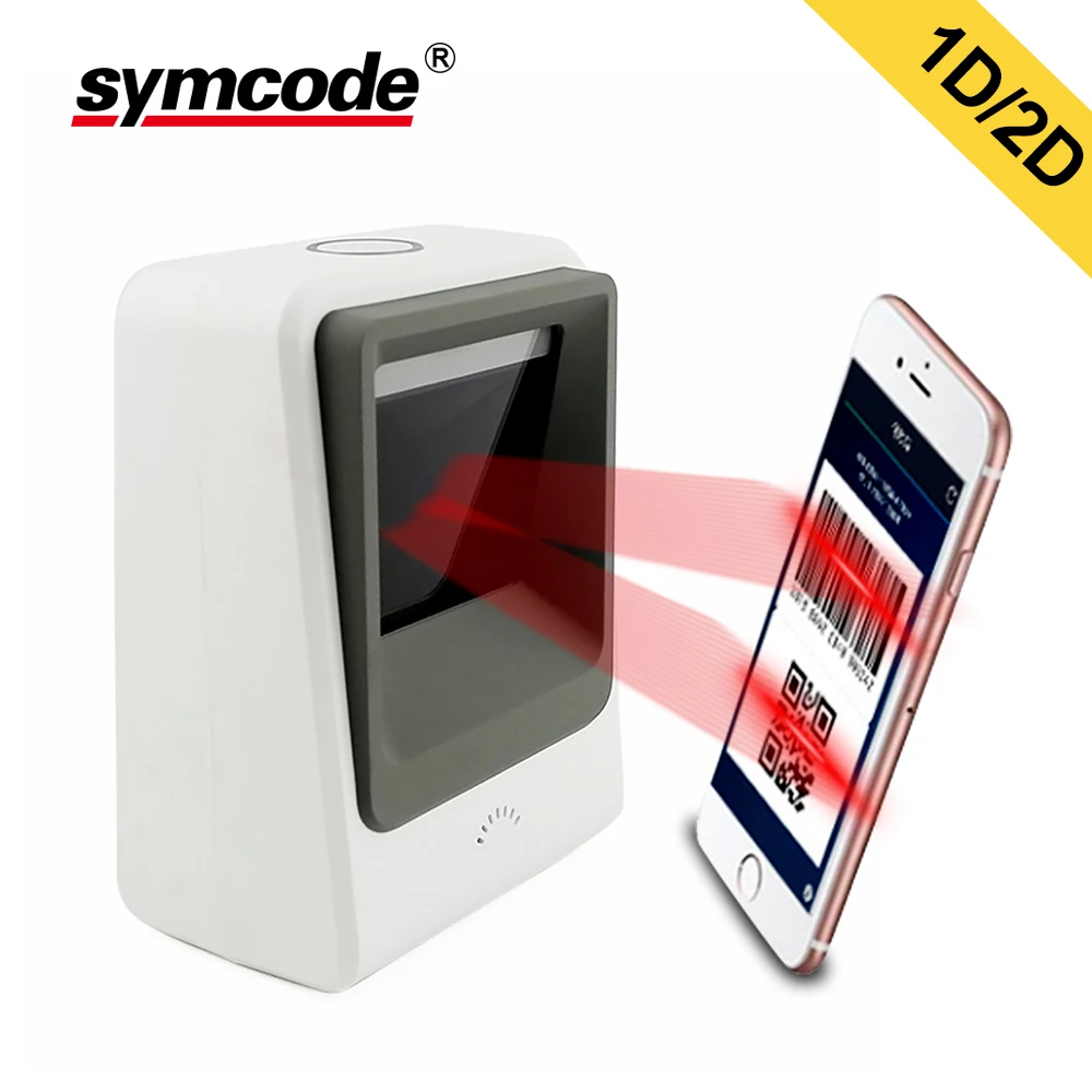 2D автоматический сканер штрих кода Symcode 1D/2D USB Handsfree считыватель кодов с функцией