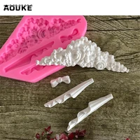 aouke european relie shape silicone molds ribbon curtain embossed mold lace cupcake chocolate pastry sugar brim decor mould g205