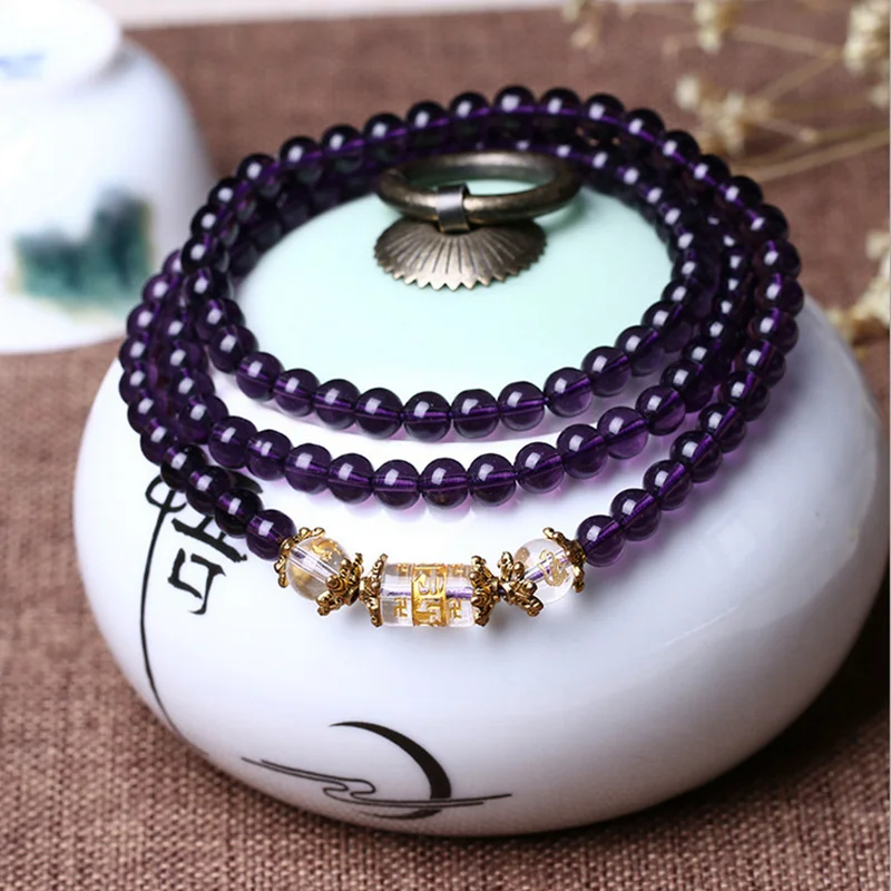 Женский модный браслет из 108 бусин натурального хрусталя бразильские