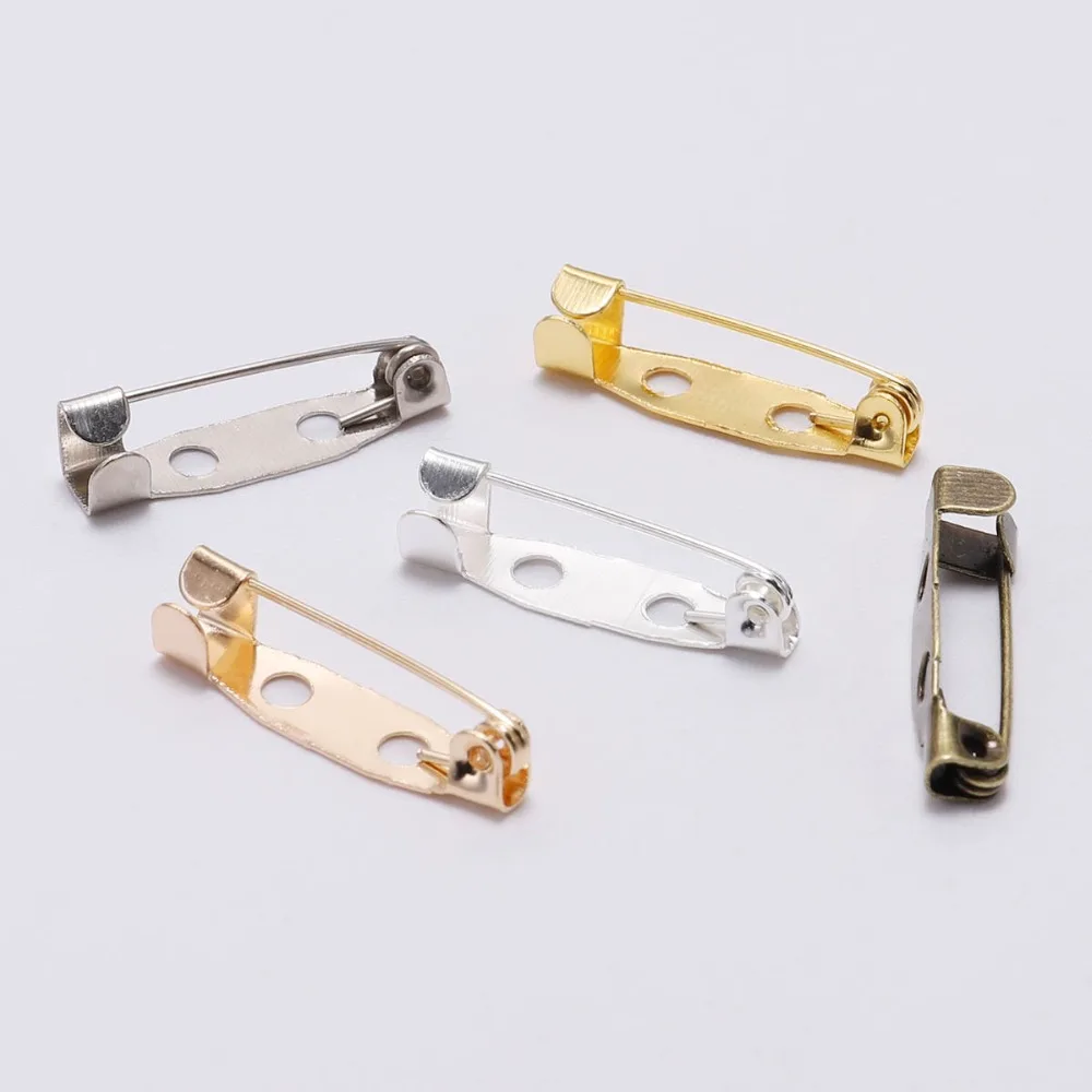 50 шт./лот, 15, 20, 25, 30, 35 мм, серебряные металлические безопасные булавки, брошки, настройки, Пустые Основы, брошь, зажим, база, булавки для изготовления ювелирных изделий своими руками