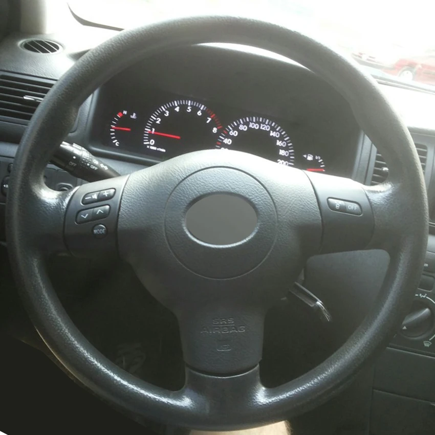 Black Leather Hand-stitched Car Steering Wheel Cover for Toyota Corolla 2004-2006 | Автомобили и мотоциклы