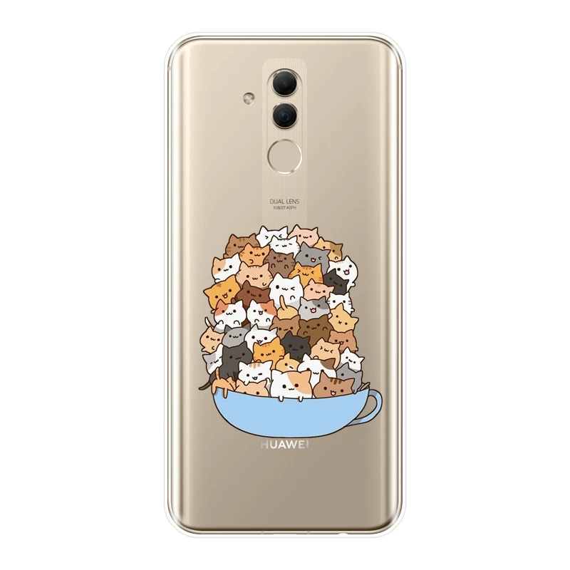 Задняя крышка для Huawei Mate 20 10 9 Lite Kawaii Cat Japan Cute Cartoon Girl мягкий силиконовый чехол